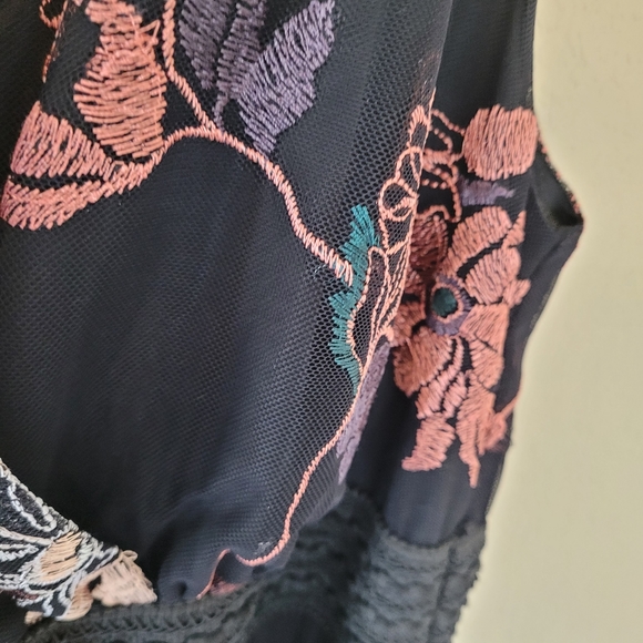 Lapis black, orange, and green sleeveless  floral dress. - Picture 3 of 9